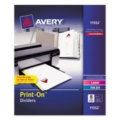 Avery® Customizable Print-On Dividers, 3-Hole Punched, 8-Tab, 11 x 8.5, White, 5 Sets Item: AVE11552