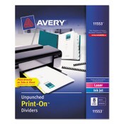 Avery® Customizable Print-On Dividers, Unpunched, 8-Tab, 11 x 8.5, White, 5 Sets Item: AVE11553