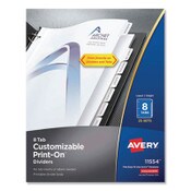 Avery® Customizable Print-On Dividers, 3-Hole Punched, 8-Tab, 11 x 8.5, White, 25 Sets Item: AVE11554