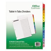 Office Essentials™ Table 'n Tabs Dividers, 15-Tab, 1 to 15, 11 x 8.5, White, Assorted Tabs, 1 Set Item: AVE11675