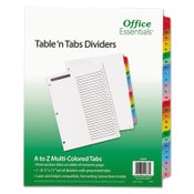 Office Essentials™ Table 'n Tabs Dividers, 26-Tab, A to Z, 11 x 8.5, White, Assorted Tabs, 1 Set Item: AVE11677
