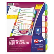 Avery® Customizable TOC Ready Index Multicolor Tab Dividers, 8-Tab, 1 to 8, 11 x 8.5, White, Contemporary Color Tabs, 1 Set Item: AVE11841