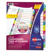 Avery® Customizable TOC Ready Index Multicolor Tab Dividers, 15-Tab, 1 to 15, 11 x 8.5, White, Contemporary Color Tabs, 1 Set Item: AVE11845
