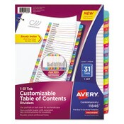 Avery® Customizable TOC Ready Index Multicolor Tab Dividers, 31-Tab, 1 to 31, 11 x 8.5, White, Contemporary Color Tabs, 1 Set Item: AVE11846