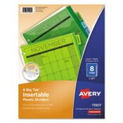 Avery® Insertable Big Tab Plastic Dividers, 8-Tab, 11 x 8.5, Assorted, 1 Set Item: AVE11901