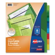 Avery® Insertable Big Tab Plastic 2-Pocket Dividers, 8-Tab, 11.13 x 9.25, Assorted, 1 Set Item: AVE11907
