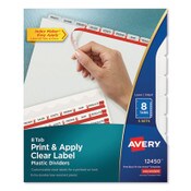 Avery® Print and Apply Index Maker Clear Label Plastic Dividers w/Printable Label Strip, 8-Tab, 11 x 8.5, Frosted Clear Tabs, 5 Sets Item: AVE12450