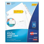 Avery® Big Tab Printable White Label Tab Dividers, 8-Tab, 11 x 8.5, White, 20 Sets Item: AVE14435