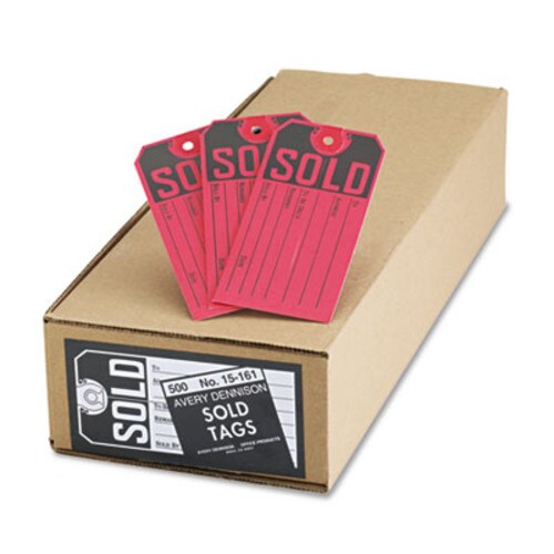 Avery® Sold Tags, Paper, 4.75 x 2.38, Red/Black, 500/Box Item: AVE15161