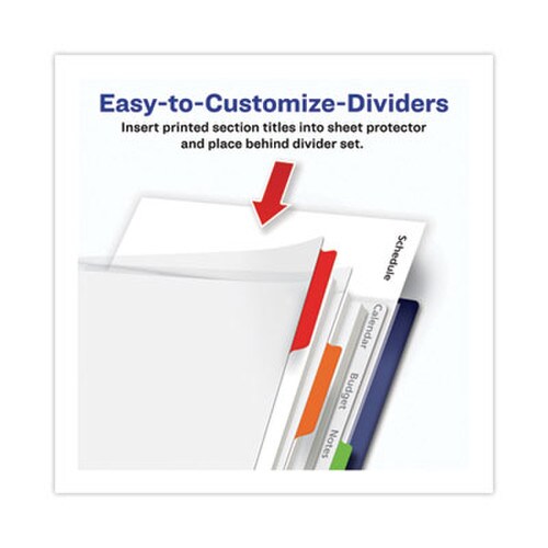 Avery® Clear Easy View Plastic Dividers with Multicolored Tabs and Sheet Protector, 5-Tab, 11 x 8.5, Clear, 1 Set Item: AVE16740