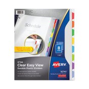 Avery® Clear Easy View Plastic Dividers with Multicolored Tabs and Sheet Protector, 8-Tab, 11 x 8.5, Clear, 1 Set Item: AVE16741