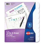 Avery® Write and Erase Durable Plastic Dividers with Straight Pocket, 8-Tab, 11.13 x 9.25, White, 1 Set Item: AVE16826