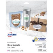 Avery® Oval Labels with Sure Feed and Easy Peel, 1.5 x 2.5, Glossy White, 180/Pack Item: AVE22804