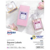Avery® Square Labels with Sure Feed and TrueBlock, 1.5 x 1.5, White, 600/Pack Item: AVE22805
