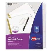 Avery® Write and Erase Big Tab Paper Dividers, 8-Tab, 11 x 8.5, White, White Tabs, 1 Set Item: AVE23078