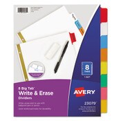 Avery® Write and Erase Big Tab Paper Dividers, 8-Tab, 11 x 8.5, White, Assorted Tabs,1 Set Item: AVE23079
