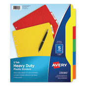 Avery® Heavy-Duty Plastic Dividers with Multicolor Tabs and White Labels , 5-Tab, 11 x 8.5, Assorted, 1 Set Item: AVE23080