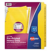 Avery® Heavy-Duty Preprinted Plastic Tab Dividers, 26-Tab, A to Z, 11 x 9, Yellow, 1 Set Item: AVE23081