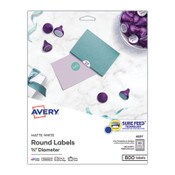 Avery® Printable Self-Adhesive Permanent ID Labels w/Sure Feed, 0.75" dia, White 800/PK Item: AVE4221