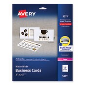 Avery® Printable Microperforated Business Cards w/Sure Feed Technology, Laser, 2 x 3.5, White, 250 Cards, 10/Sheet, 25 Sheets/Pack Item: AVE5371
