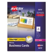 Avery® Clean Edge Business Card Value Pack, Laser, 2 x 3.5, White, 2,000 Cards, 10 Cards/Sheet, 200 Sheets/Box Item: AVE5870
