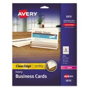 Avery® Clean Edge Business Cards, Laser, 2 x 3.5, Ivory, 200 Cards, 10 Cards/Sheet, 20 Sheets/Pack Item: AVE5876