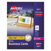 Avery® Clean Edge Business Cards, Laser, 2 x 3.5, White, 400 Cards, 10 Cards/Sheet, 40 Sheets/Box Item: AVE5877