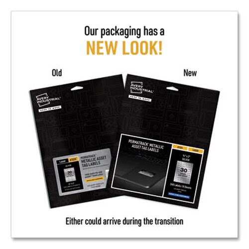 Avery® PermaTrack Metallic Asset Tag Labels, Laser Printers, 0.75 x 2, Metallic Silver, 30/Sheet, 8 Sheets/Pack Item: AVE61524
