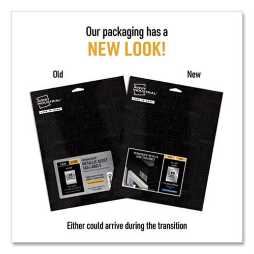Avery® PermaTrack Metallic Asset Tag Labels, Laser Printers, 1.25 x 2.75, Silver, 14/Sheet, 8 Sheets/Pack Item: AVE61528