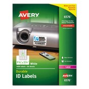 Avery® Durable Permanent ID Labels with TrueBlock Technology, Laser Printers, 1.25 x 1.75, White, 32/Sheet, 50 Sheets/Pack Item: AVE6576