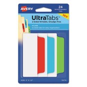 Avery® Ultra Tabs Repositionable Tabs, Wide and Slim: 3" x 1.5", 1/3-Cut, Assorted Colors, 24/Pack Item: AVE74775