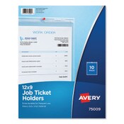 Avery® Job Ticket Holders, Heavy Gauge Vinyl, 9 x 12, Clear, 10/Pack Item: AVE75009