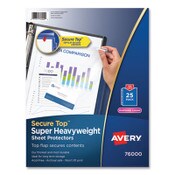Avery® Secure Top Sheet Protectors, Super Heavy Gauge, Letter, Diamond Clear, 25/Pack Item: AVE76000