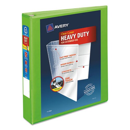Avery® Heavy-Duty View Binder with DuraHinge and One Touch EZD Rings, 3 Rings, 1.5" Capacity, 11 x 8.5, Chartreuse Item: AVE79773