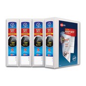 Avery® Heavy-Duty Non Stick View Binder with DuraHinge and Slant Rings, 3 Rings, 2" Capacity, 11 x 8.5, White, 4/Pack Item: AVE79790