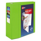Avery® Heavy-Duty View Binder with DuraHinge and Locking One Touch EZD Rings, 3 Rings, 5" Capacity, 11 x 8.5, Chartreuse Item: AVE79815