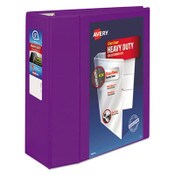 Avery® Heavy-Duty View Binder with DuraHinge and Locking One Touch EZD Rings, 3 Rings, 5" Capacity, 11 x 8.5, Purple Item: AVE79816