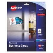 Avery® Magnetic Business Cards, Inkjet, 2 x 3.5, White, 30 Cards, 10 Cards/Sheet, 3 Sheets/Pack Item: AVE8374