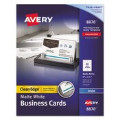 Avery® True Print Clean Edge Business Cards, Inkjet, 2 x 3.5, White, 1,000 Cards, 10 Cards/Sheet, 100 Sheets/Box Item: AVE8870