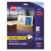 Avery® True Print Clean Edge Business Cards, Inkjet, 2 x 3.5, Ivory, 200 Cards, 10 Cards Sheet, 20 Sheets/Pack Item: AVE8876