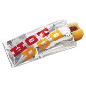 Bagcraft Foil Single-Serve Bags, Hot Dog Labeling, 3.5" x 1.5" x 8.5", Silver/Red/Orange, 1,000/Carton Item: BGC300455