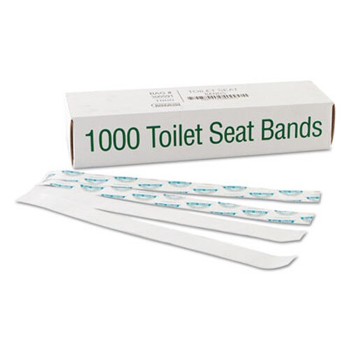 Bagcraft Sani/Shield Printed Toilet Seat Band, 16 x 1.5, Deep Blue/White, 1,000/Carton Item: BGC300591