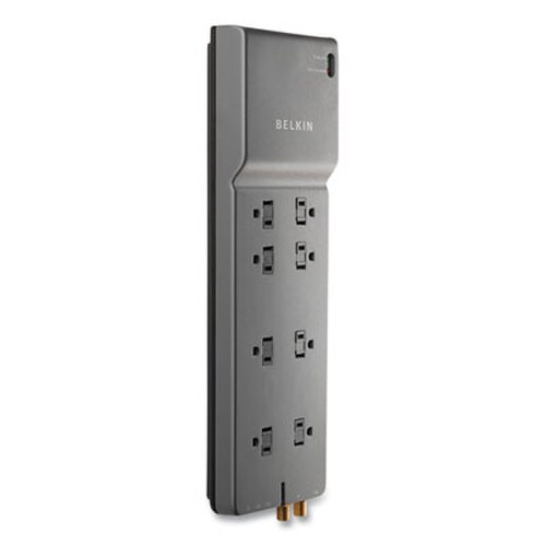 Belkin® Home/Office Surge Protector, 8 AC Outlets, 12 ft Cord, 3,390 J, Dark Gray Item: BLKBE10823012