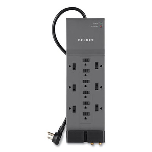 Belkin® Professional Series SurgeMaster Surge Protector, 12 AC Outlets, 8 ft Cord, 3,780 J, Dark Gray Item: BLKBE11223008