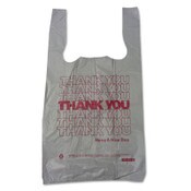 Barnes Paper Company Thank You High-Density Shopping Bags, Have a Nice Day Labeling, Cut-Out Handles, 10" x 5" x 19", White/Red, 2,000/Carton Item: BPC10519THYOU
