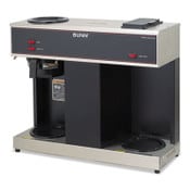 BUNN® Pour-O-Matic Three-Burner Pour-Over Coffee Brewer, 12-Cup, Stainless Steel, Black Item: BUNVPS