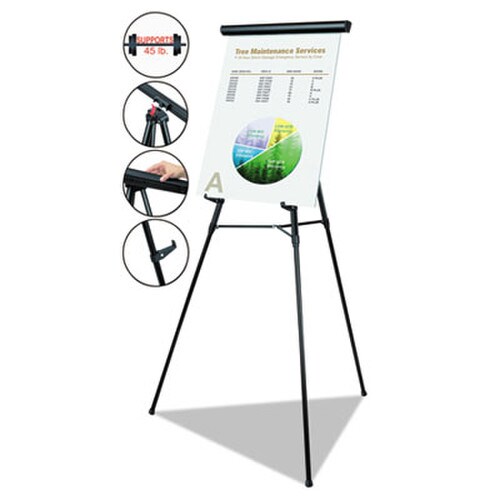 MasterVision® Telescoping Tripod Display Easel, Adjusts 38" to 69" High, Metal, Black Item: BVCFLX05101MV