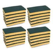 Boardwalk® Scrubbing Sponge, Medium Duty, 3.6 x 6.1, 0.75" Thick, Yellow/Green, Individually Wrapped, 20/Carton Item: BWK174