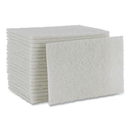 Boardwalk® Light Duty Scour Pad, White, 6 x 9, White, 20/Carton Item: BWK198