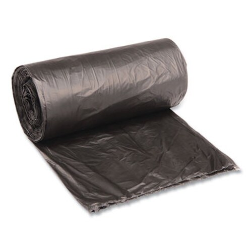 Boardwalk® Low-Density Waste Can Liners, 10 gal, 0.35 mil, 24" x 23", Black, Perforated Roll, 50 Bags/Roll, 10 Rolls/Carton Item: BWK2423L